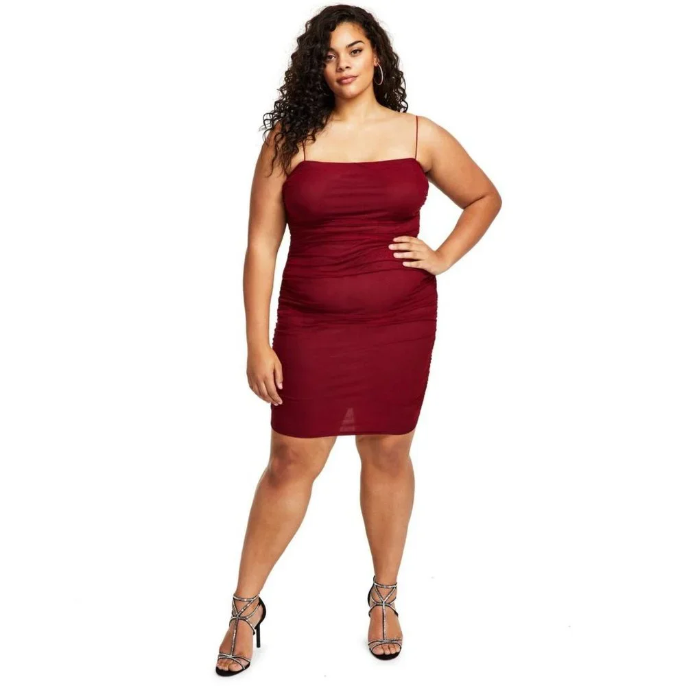 B. Darlin Womens Plus Knit Rushed Bodycon Dress Red 24W B. Darlin Womens Plus Knit Rushed Bodycon Dress Red 24W